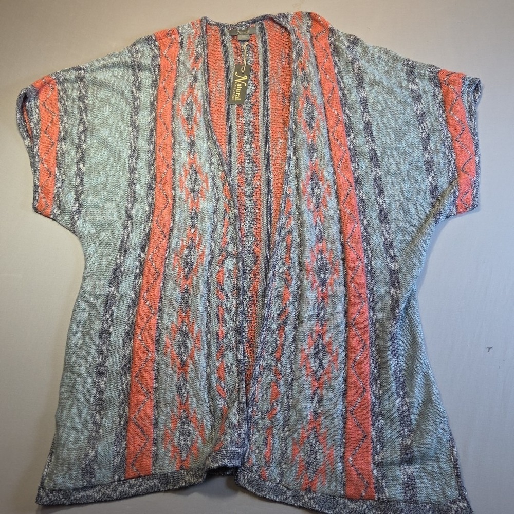 Natural Reflections Women's XXL Open Front Southwestern Knit Cardigan Boho Ponch
